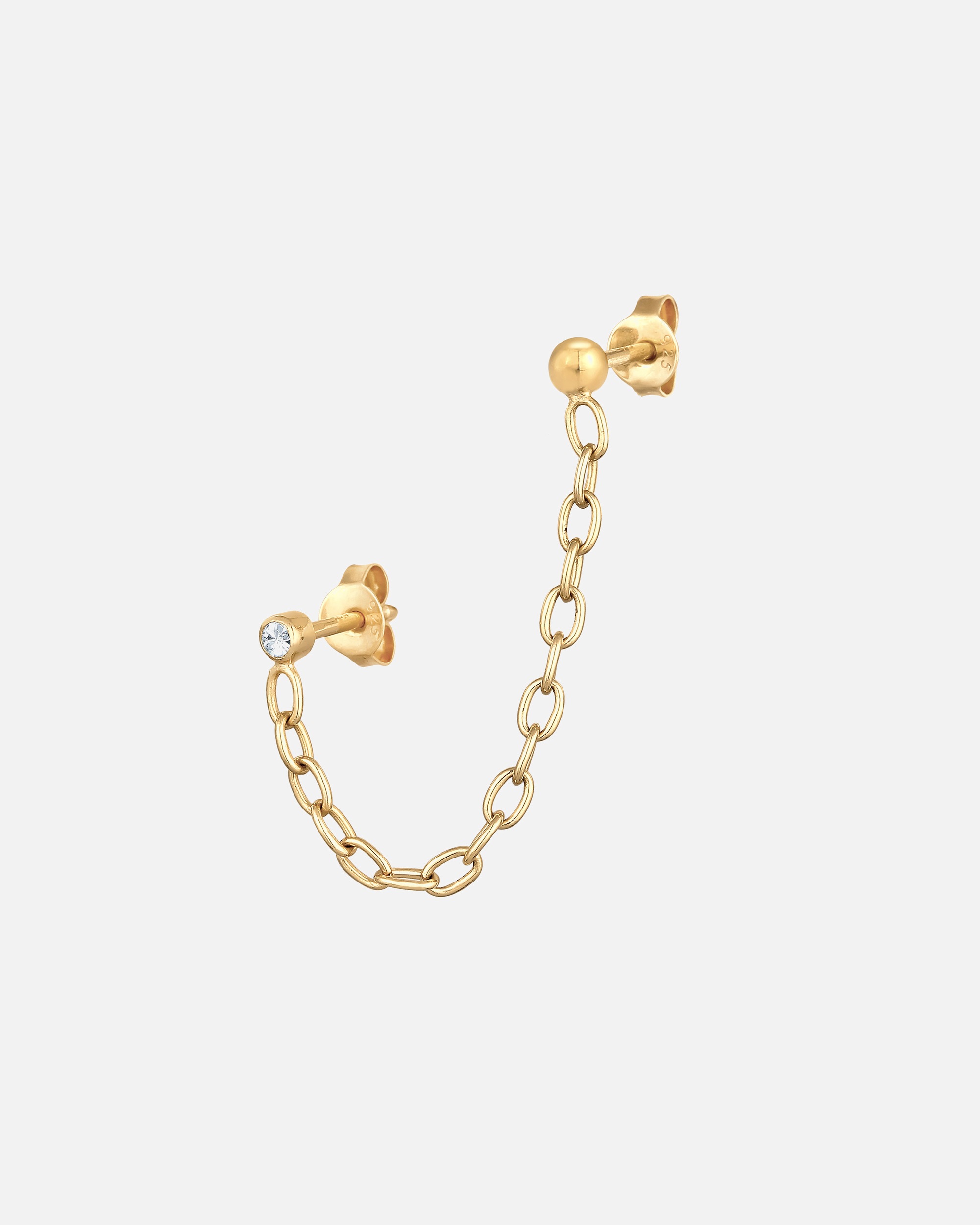 Pendientes de botón con cadena Elli para mujer con cristal en plata de ley 925