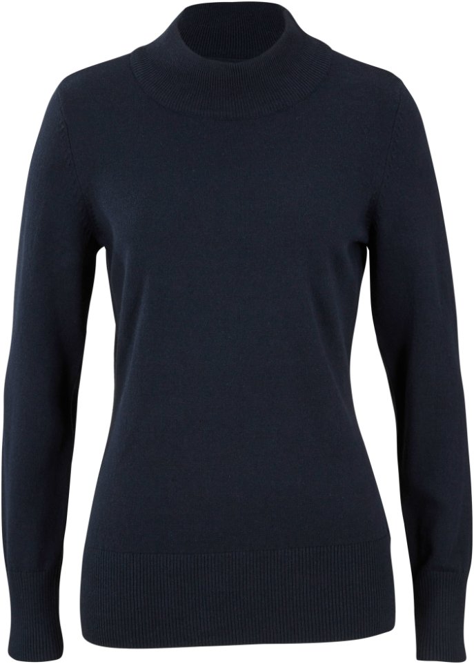 Basic Pullover mit Stehkragen mit recycelter Baumwolle