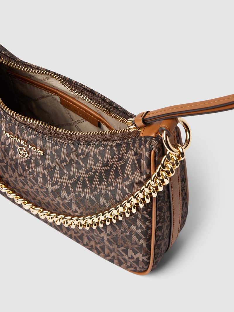 Handtasche mit Label-Detail Modell 'JET SET CHARM' in mittelbraun
