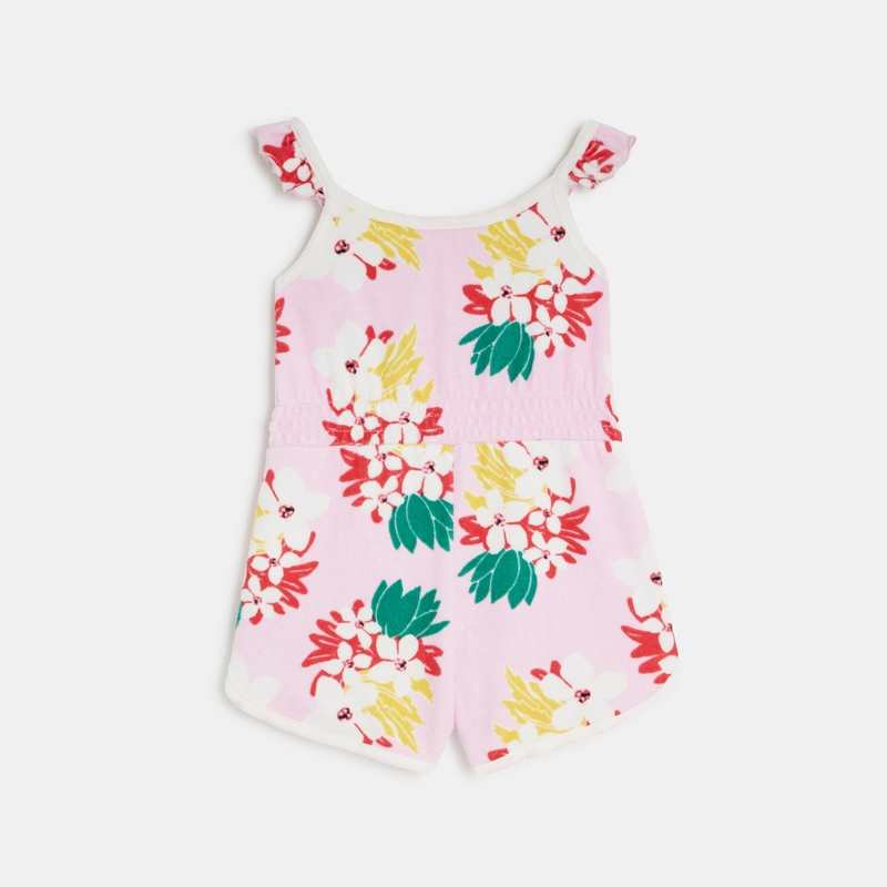 Combishort bébé fille rose fleurs exotiques Catimini