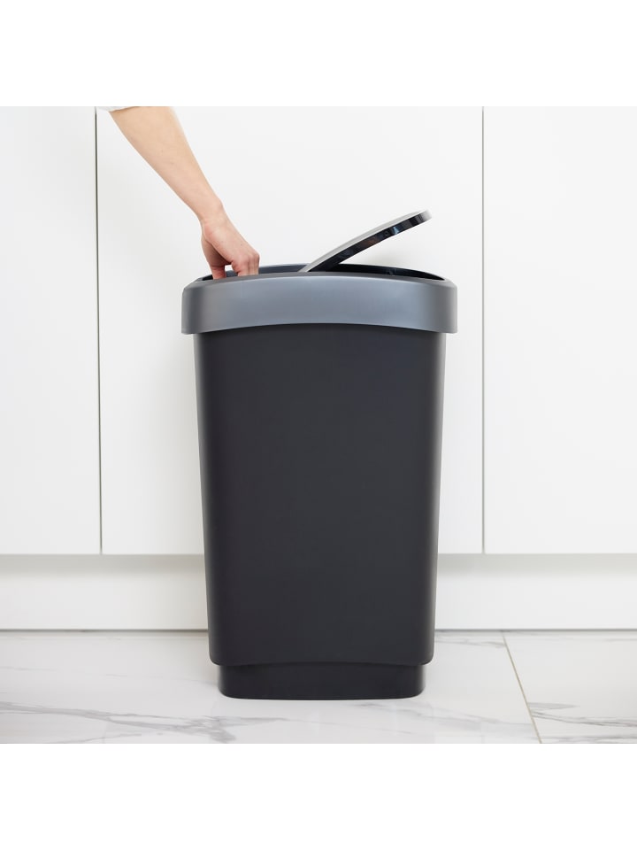 Rotho TWIST Abfalleimer 50l - 2-in-1 Deckel - ideal zur Mülltrennung zuhause in Dunkelsilber günstig kaufen onesize
