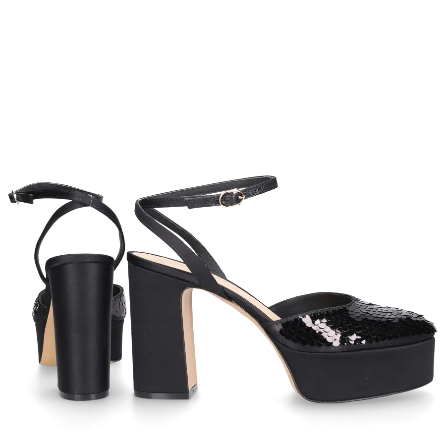 Roberto Festa - Slingpumps LUREX Pailletten Seide - schwarz