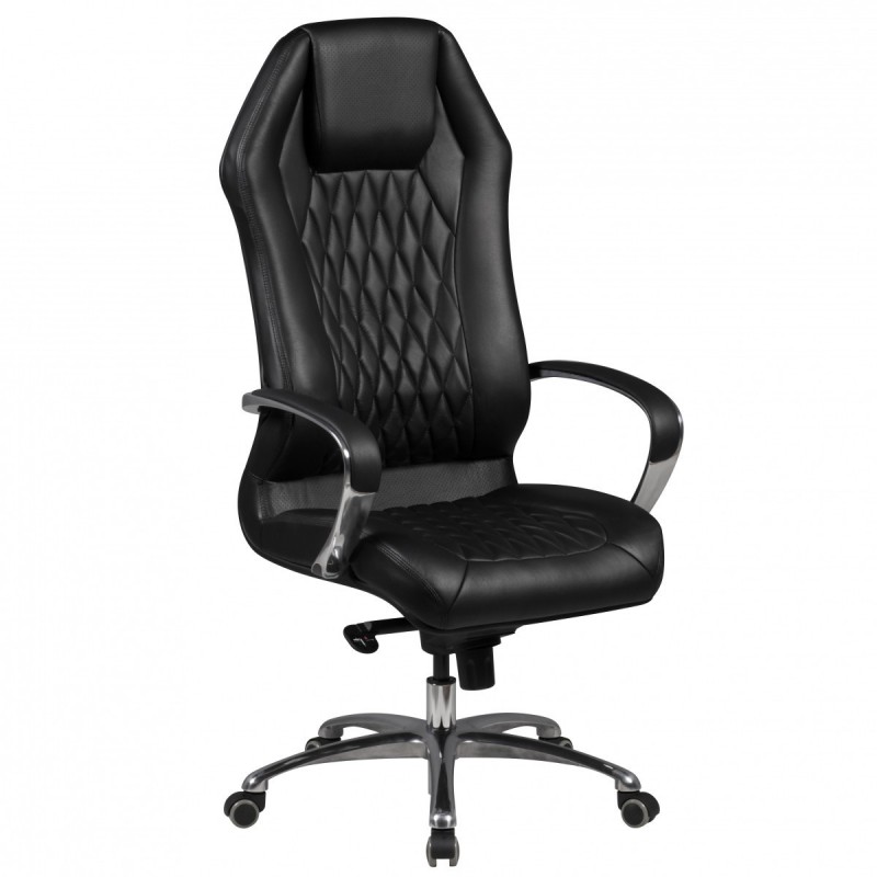 Amstyle Chefsessel Echtleder schwarz Drehstuhl mit 3-Punkt-Multiblockwippmechanik