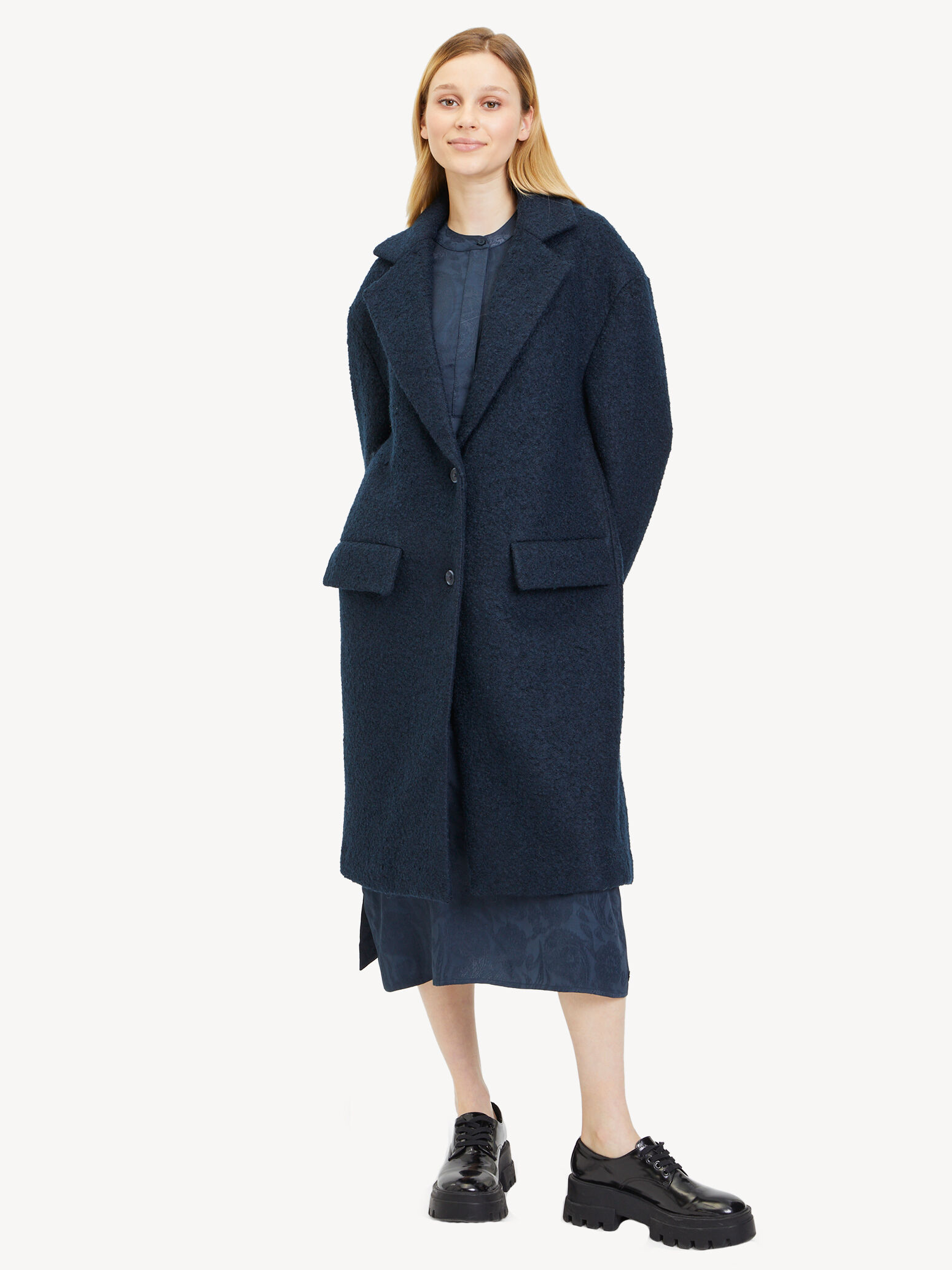 Manteau en laine - bleu doublure chaude