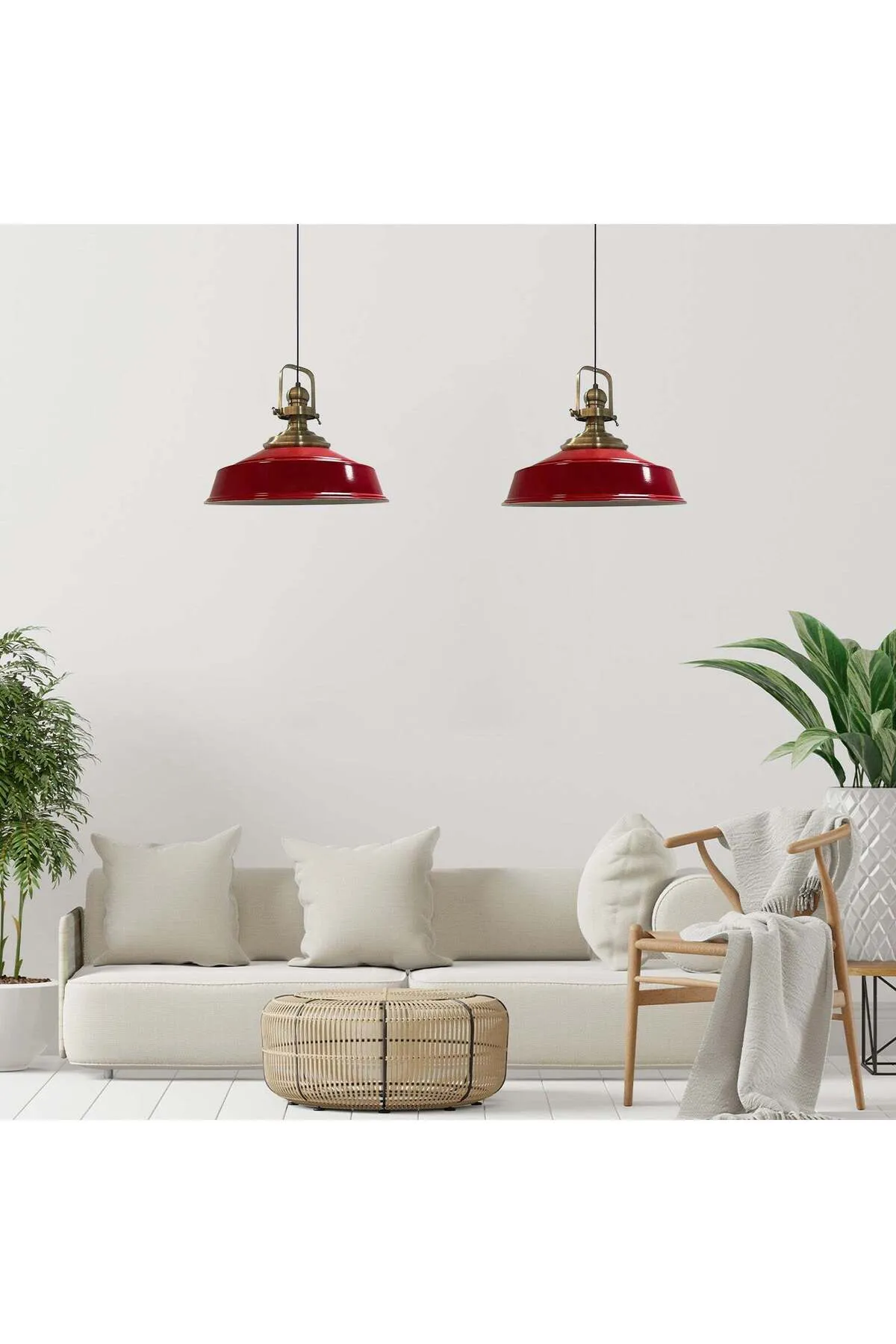 Bamyum  Pendelleuchte Asletl, 2-flammig Metall 41 cm, Gelbe Lampe