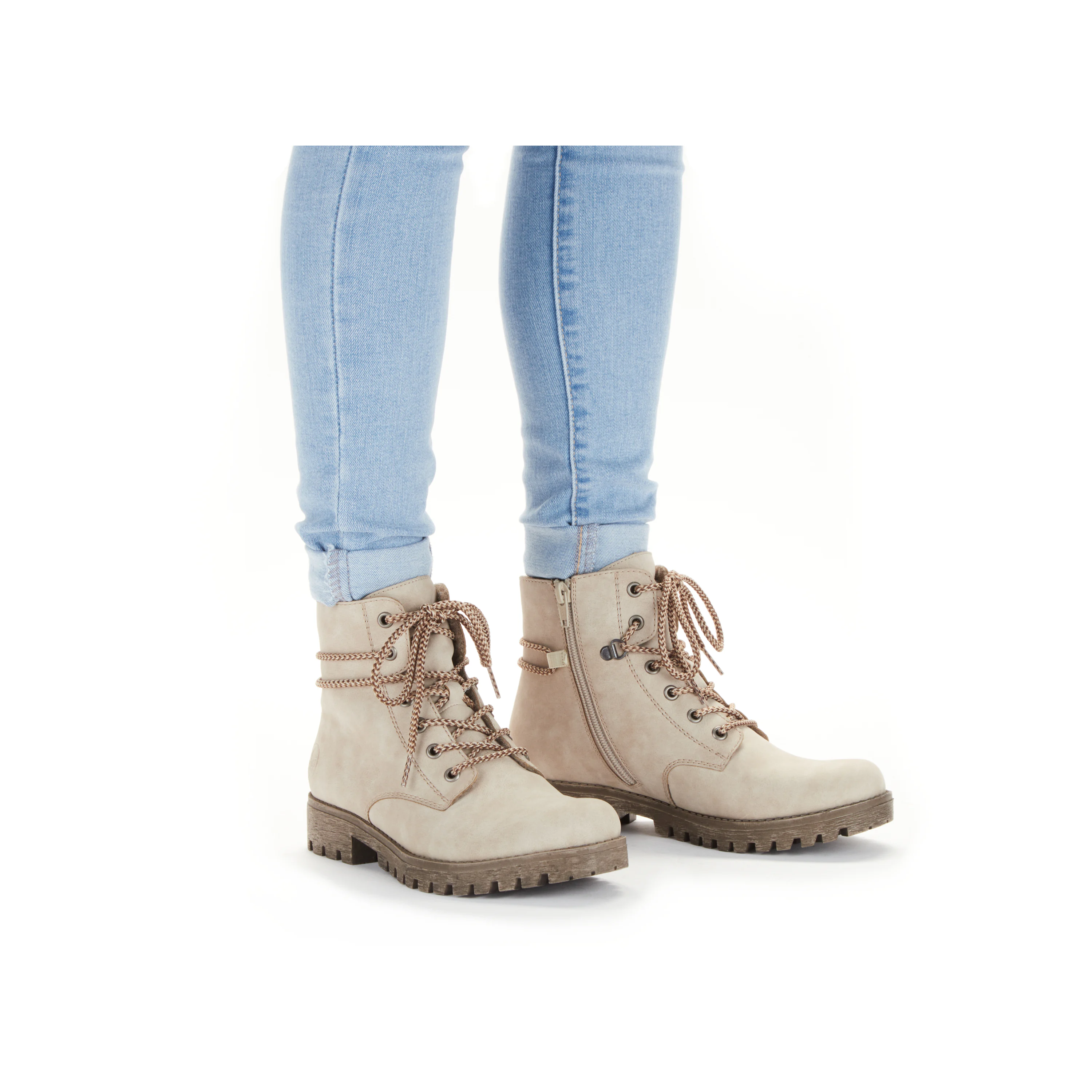 Rieker Damen Schnürstiefel hellbeige