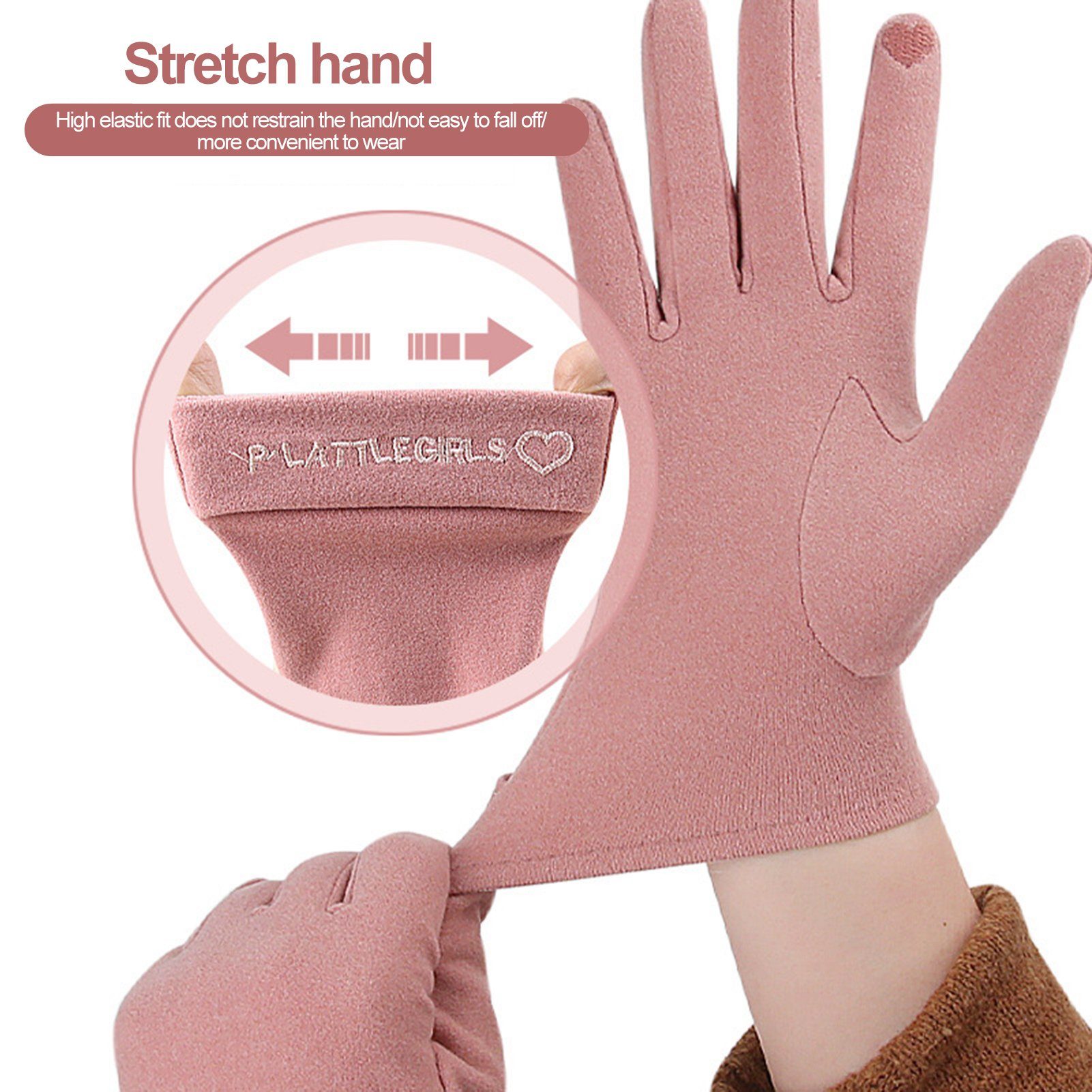 Rutaqian Strickhandschuhe 1 Paar Damen Winter Touchscreen Handschuhe Warm Fleece Gefüttert Warme Fingerhandschuhe für Damen Sport