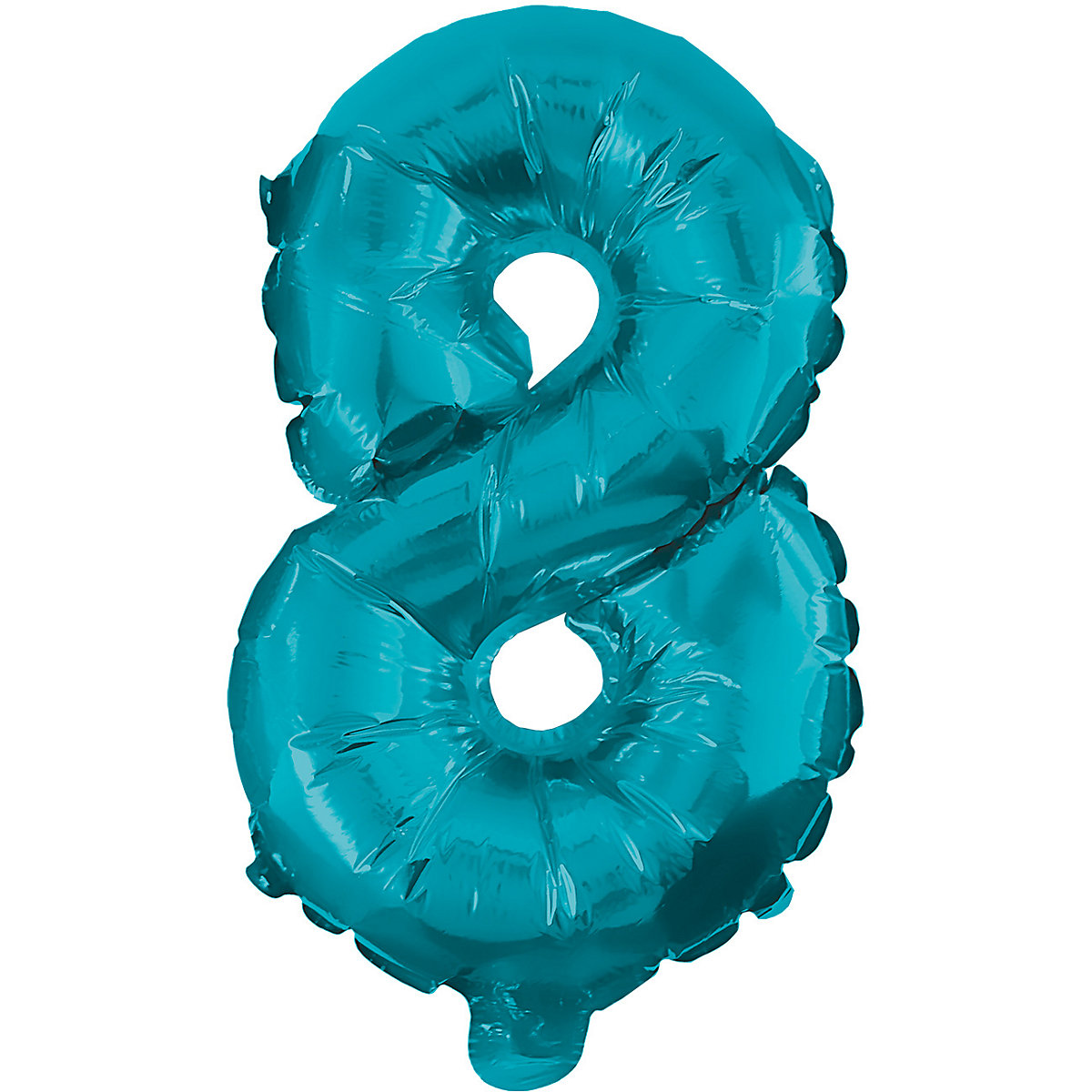 Folienballon Zahl 8 blau, 32 cm, inkl. Pustehalm