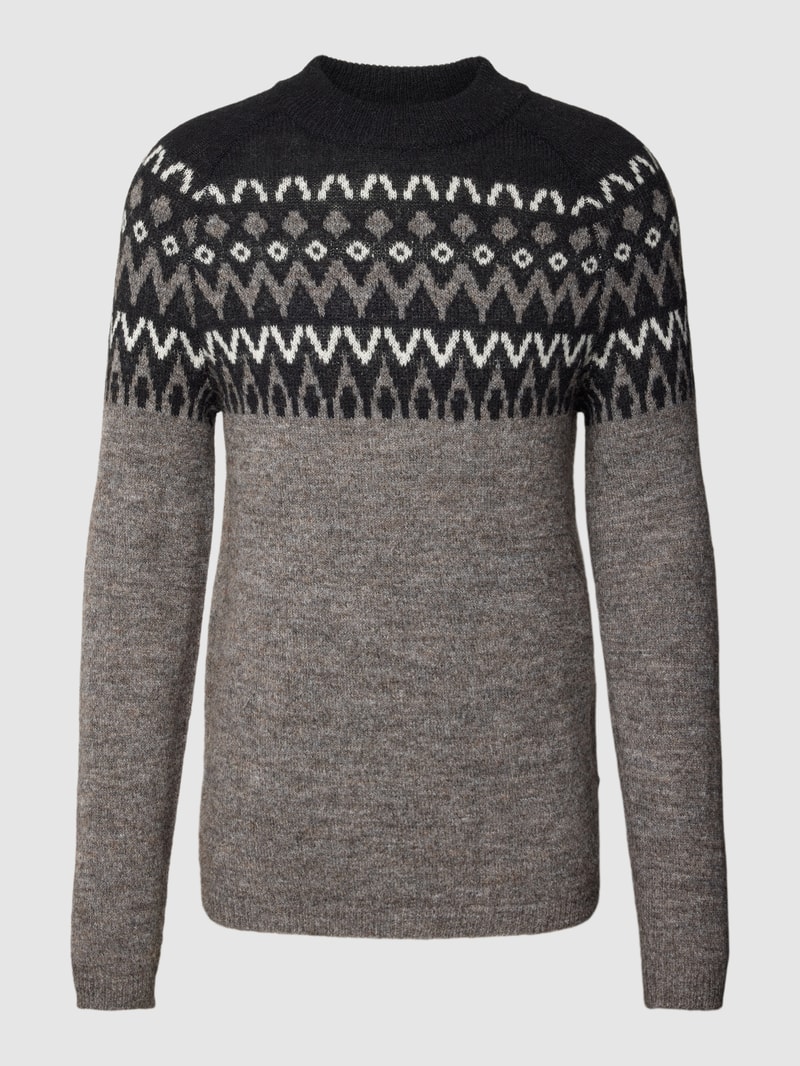 Strickpullover mit Allover-Muster Modell 'norwegian' in hellbraun meliert