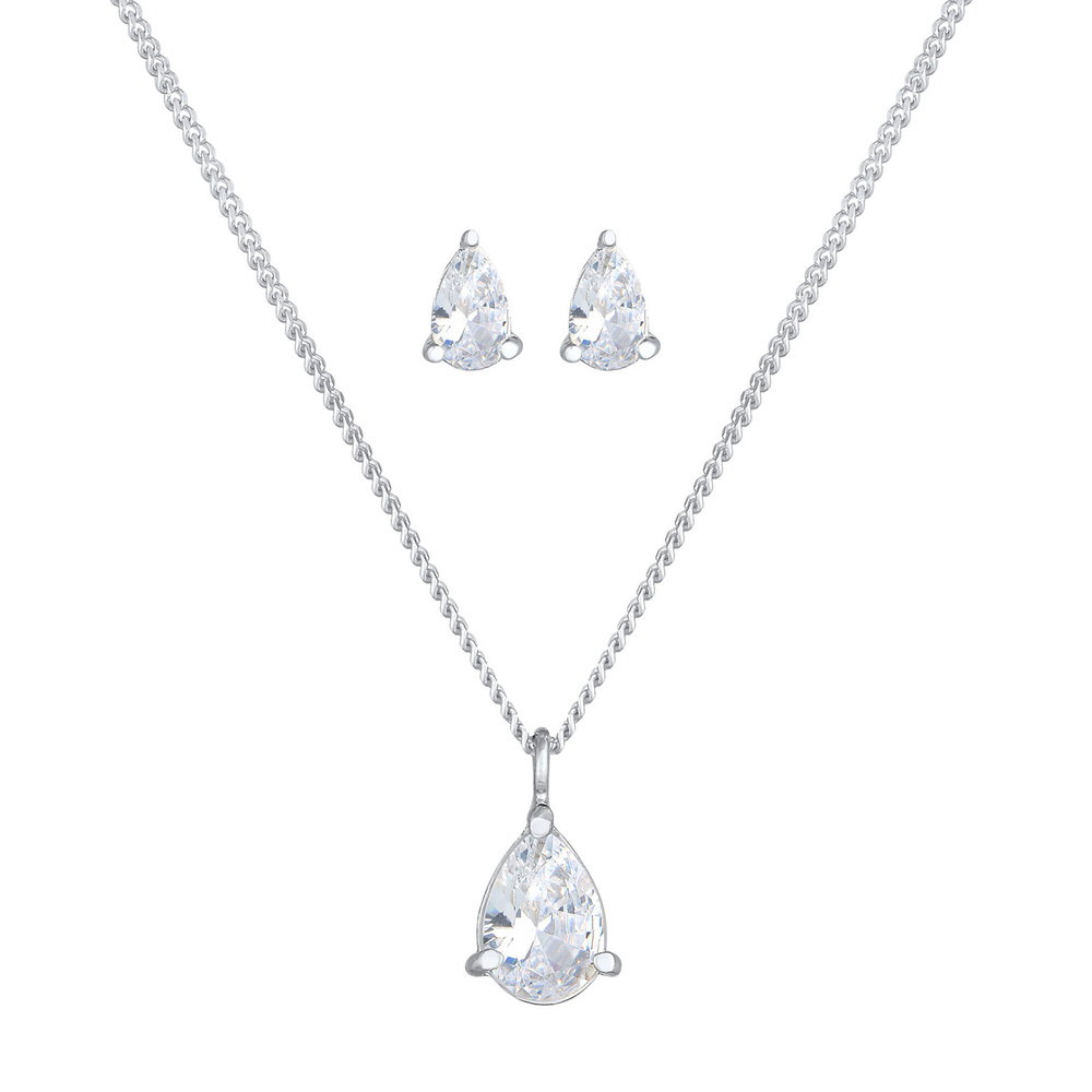 Elli Elli Ensemble de Bijoux Clous d'oreilles pendentif pour dames avec pierres de zir Bijoux