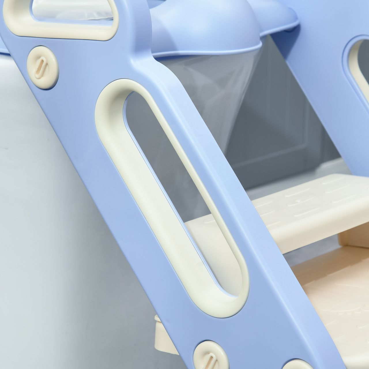 ZONEKIZ Kinder Toilettensitz, klappbarer Toilettentrainer mit Treppe, Griff Blau
