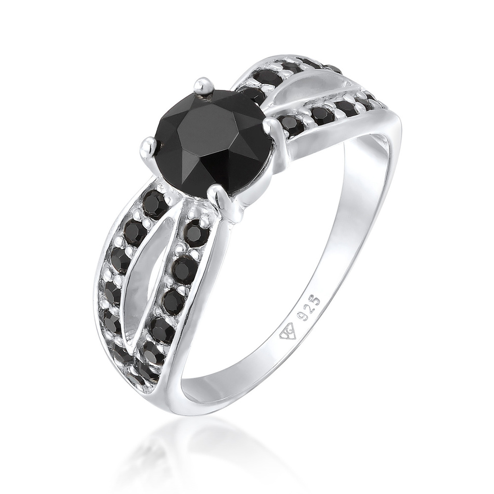 Elli Elli Bague Femmes Solitaire Glamoureux avec cristal en argent sterling 925 Bague