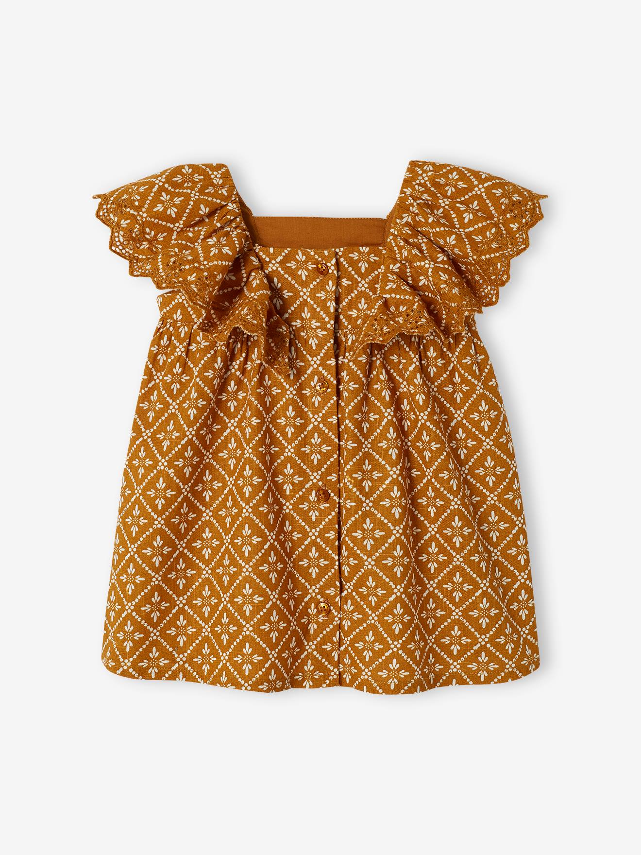 Robe bébé à volants caramel