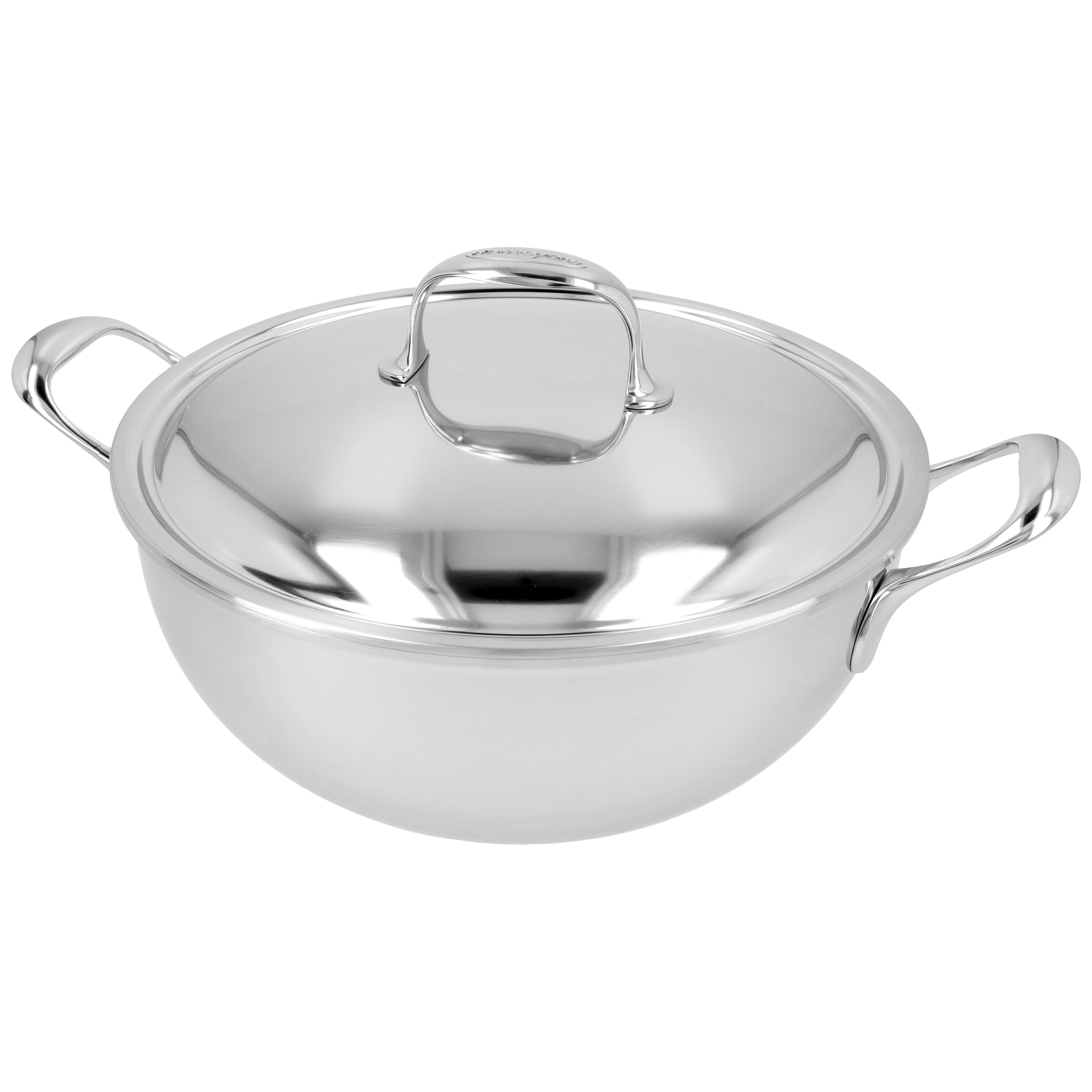 Servierpfanne mit doppelwandigem Deckel 28 cm, 18/10 Edelstahl
