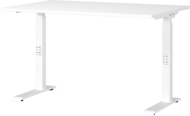 GERMANIA Sitz-Stehschreibtisch Metall, Spanplatte Weiß C-Fuß 1.200 x 800 x 910 mm