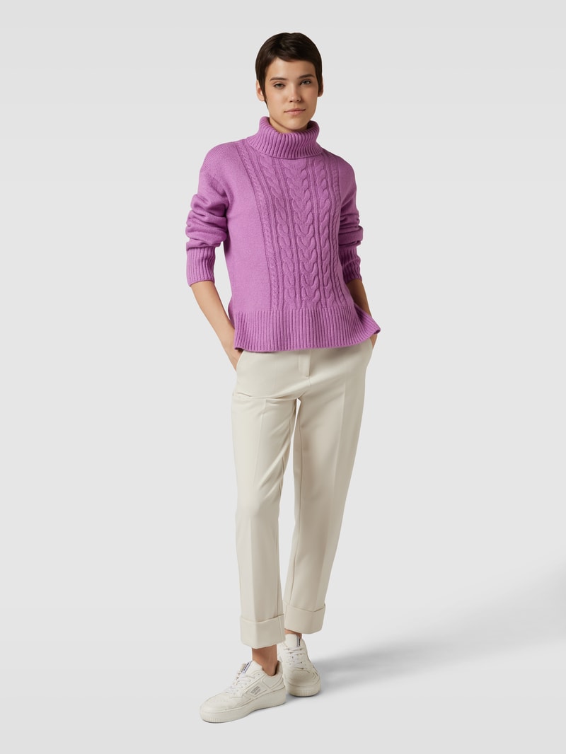 Strickpullover mit Zopfmuster in violett