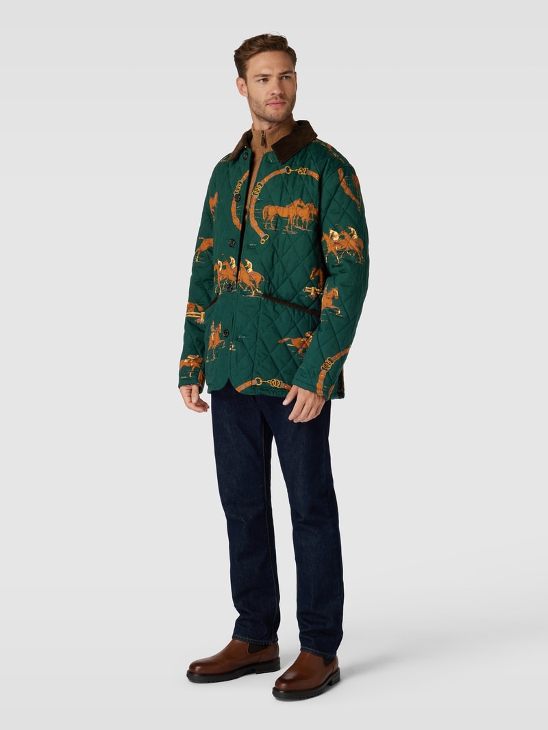 Steppjacke mit Motiv-Print Modell 'BARN' in schwarz