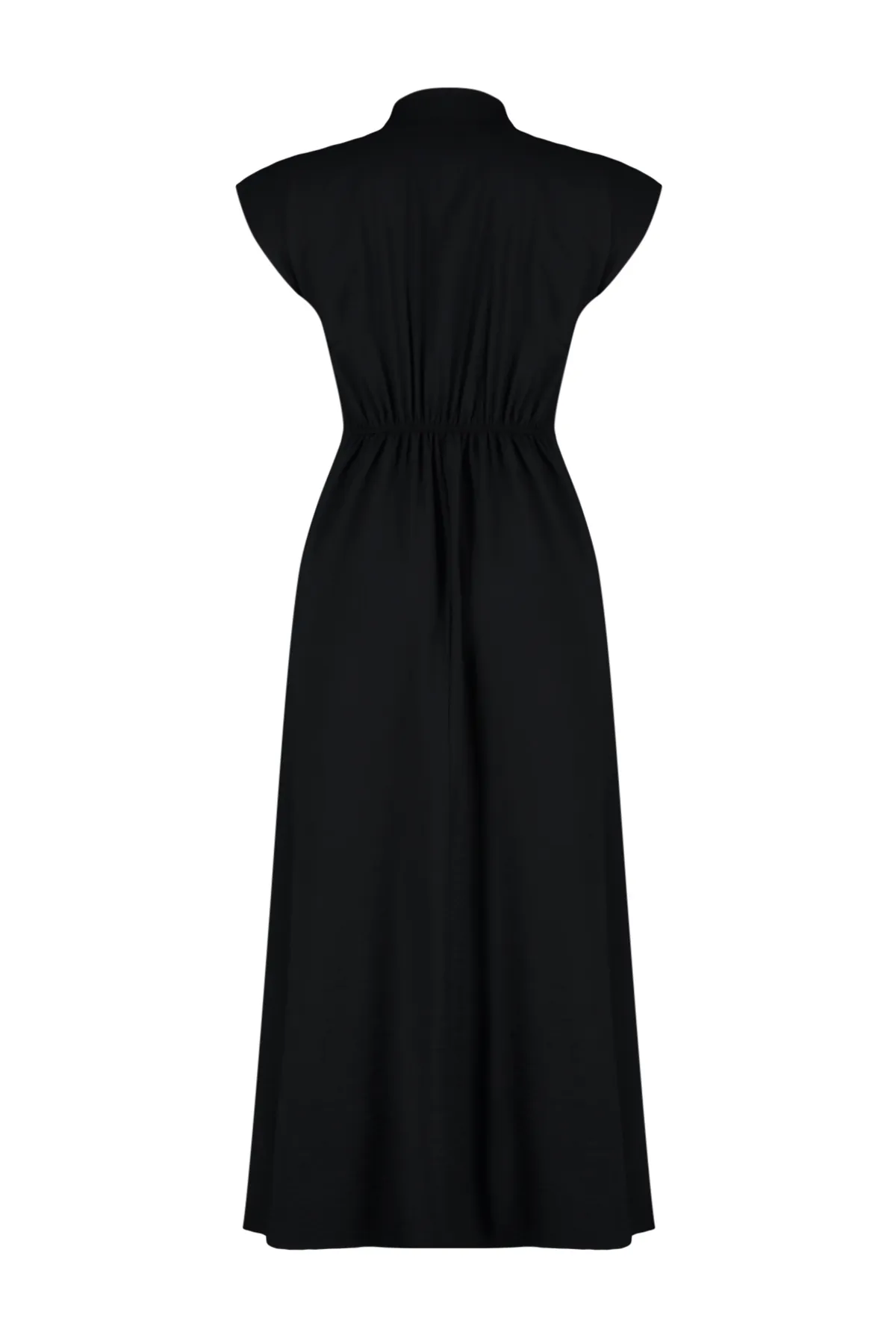 Trendyol Collection  Schwarzes, gewebtes Aerobin-Maxikleid mit A-Linien-Hemdkragen TWOSS24EL00621