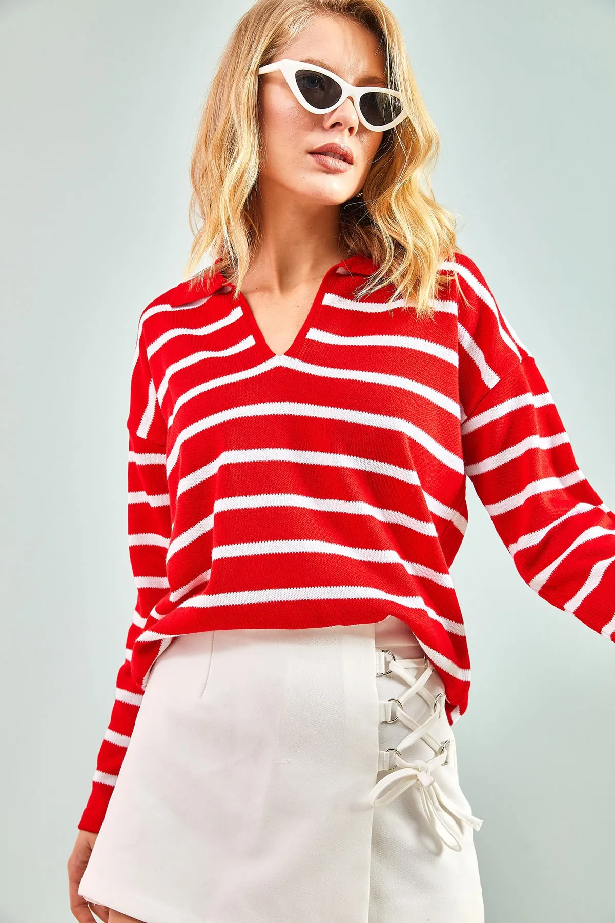 Bianco Lucci  Damen-Strickpullover mit Rollkragen und Streifenmuster