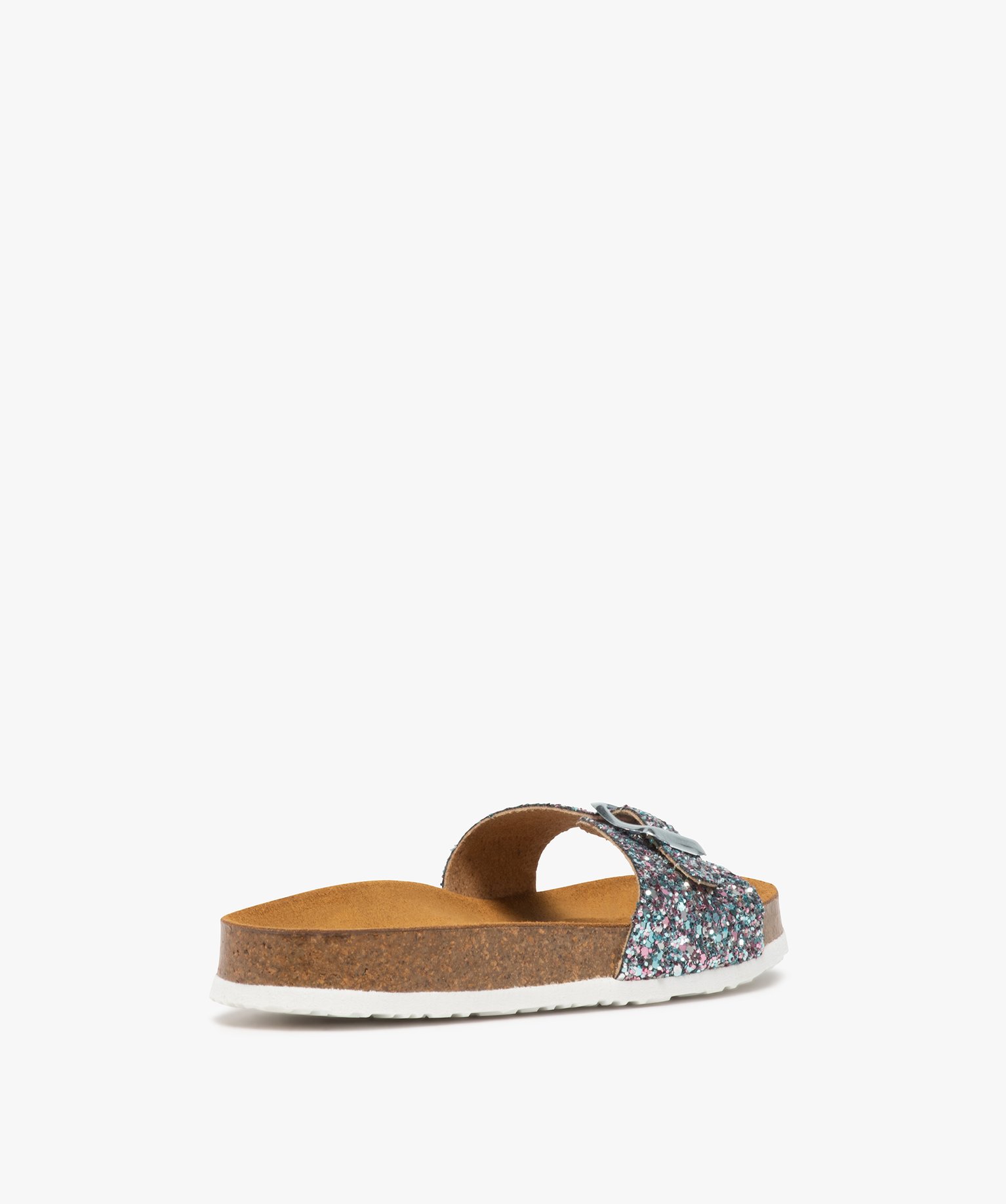 Mules fille à semelle liège et large bride à boucle noir | GEMO