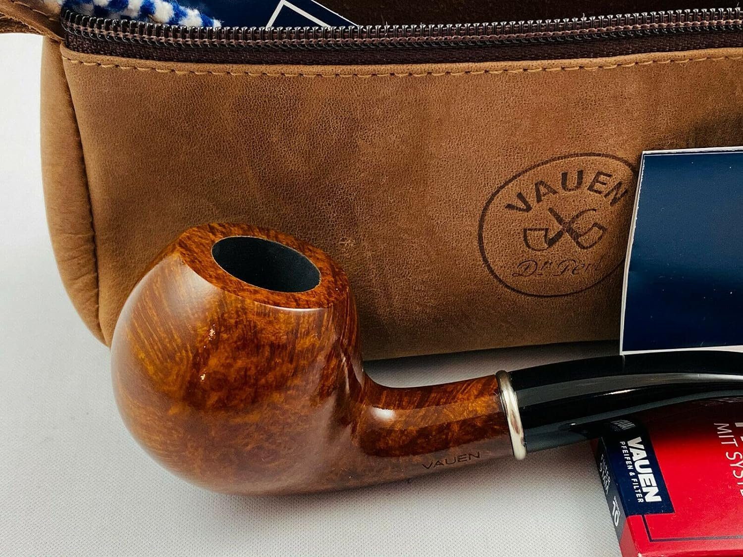 VAUEN Handpfeife VAUEN Tabakpfeife Starter Set mit viel Zubehör 9042 dunkel braun, inkl. Lederbeutel, praktischer Begleiter für unterwegs