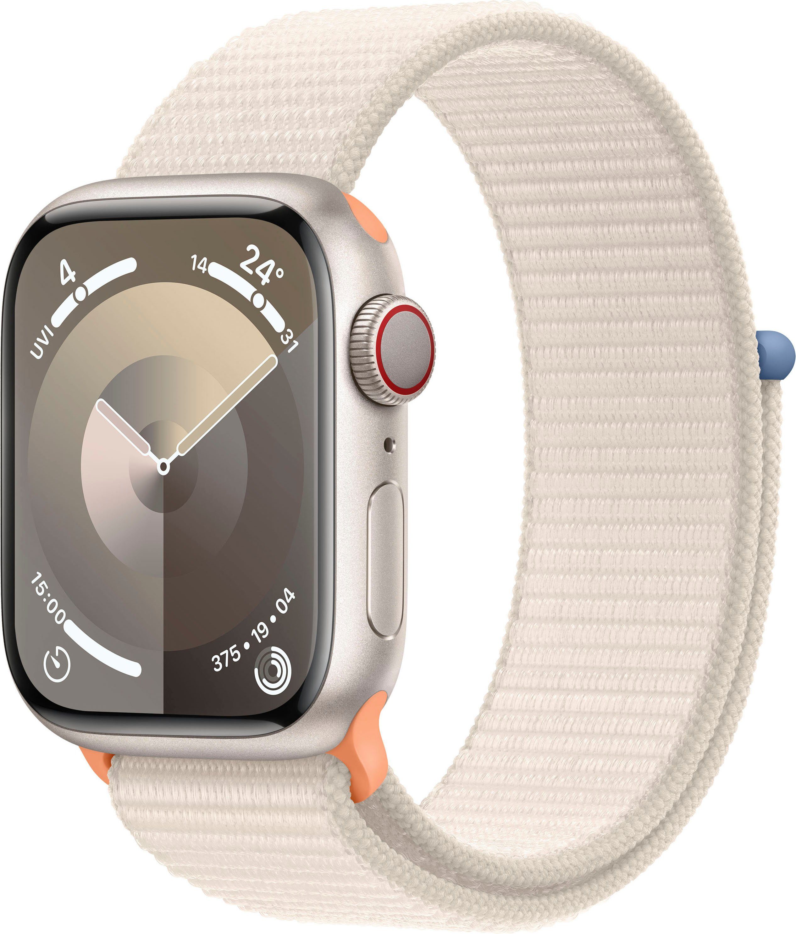 Apple Watch Series 9 GPS + Cellular 41mm Aluminium Smartwatch (4,1 cm/1,61 Zoll, Watch OS 10), Sport Loop