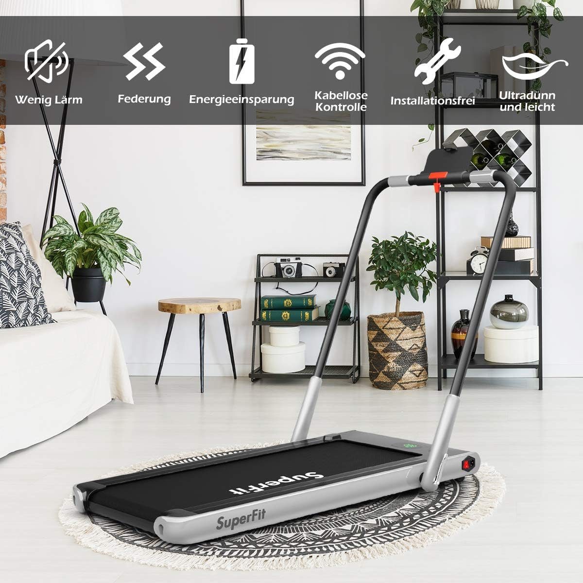 KOMFOTTEU Laufband 2-in-1 Walking Laufband, LED-Display, bis 12 km/h, bis 120 kg