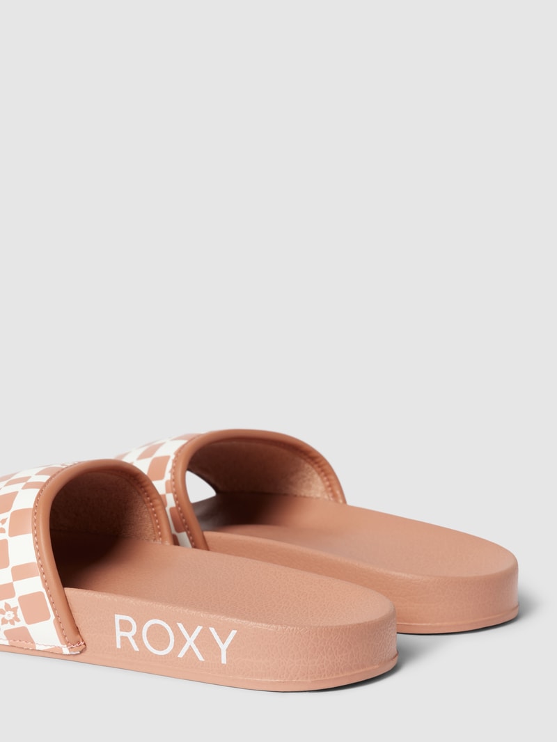 Slides mit floralem Print 'SLIPPY' in rosé