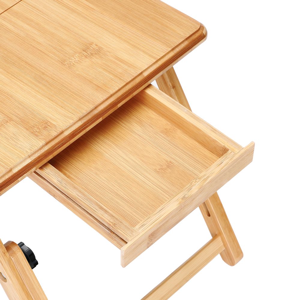 Casaria Laptoptisch aus Bambus mit Belüftungslöchern & Schublade