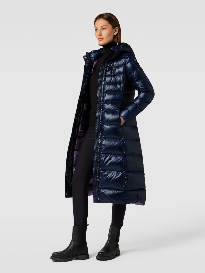 Steppmantel mit Kapuze in marineblau