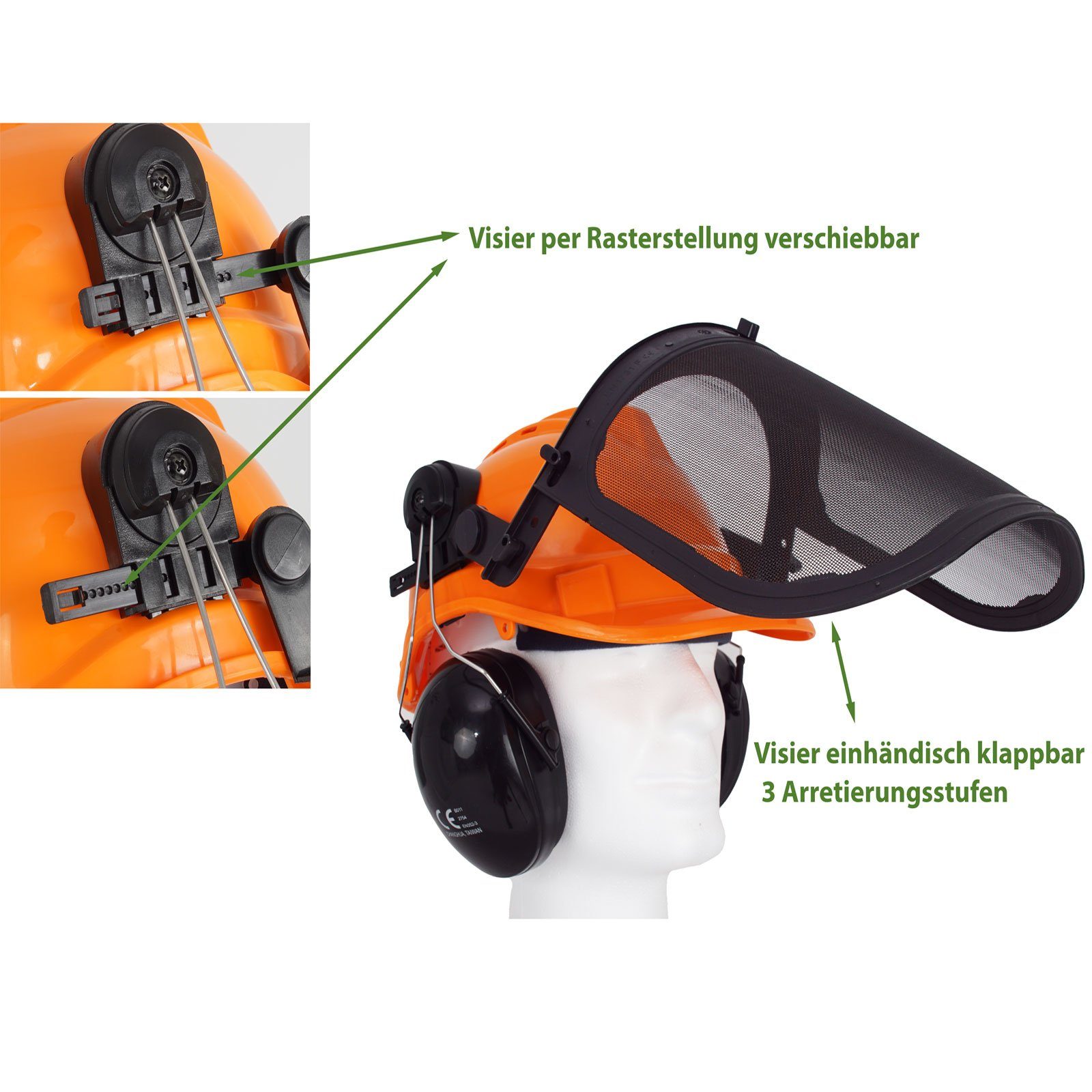 TRUTZHOLM Framepool Forsthelm Forstschutzhelm mit Visier und Gehörschutz Schutzhelm 50-66
