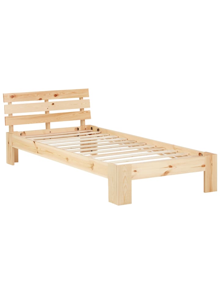 Homestyle4u Holzbett 90x200 mit Lattenrost in Braun günstig kaufen