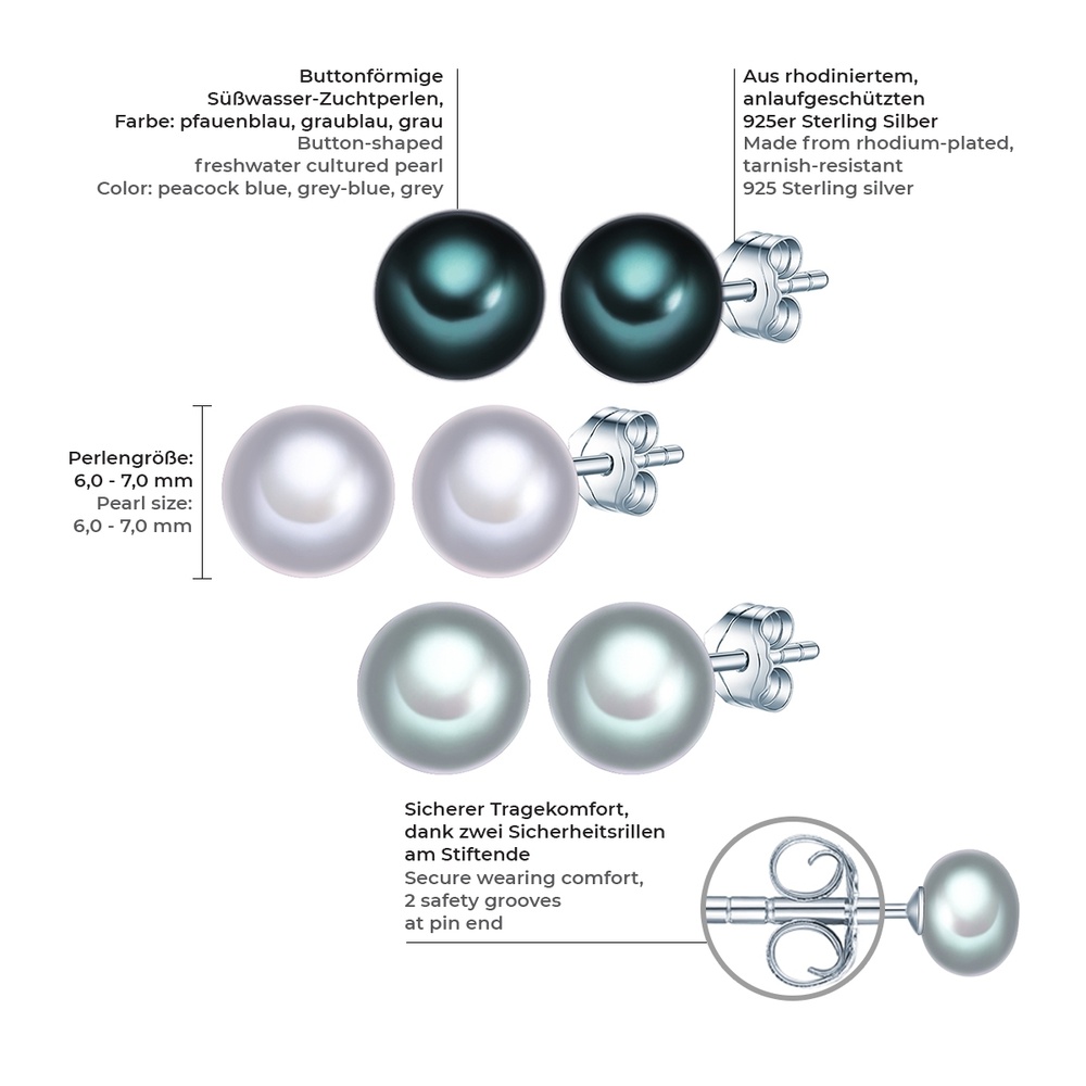 Valero Pearls Puce d'oreille en perle Perle de culture d'eau douce Perle de culture d'eau douce Boucles d'oreilles