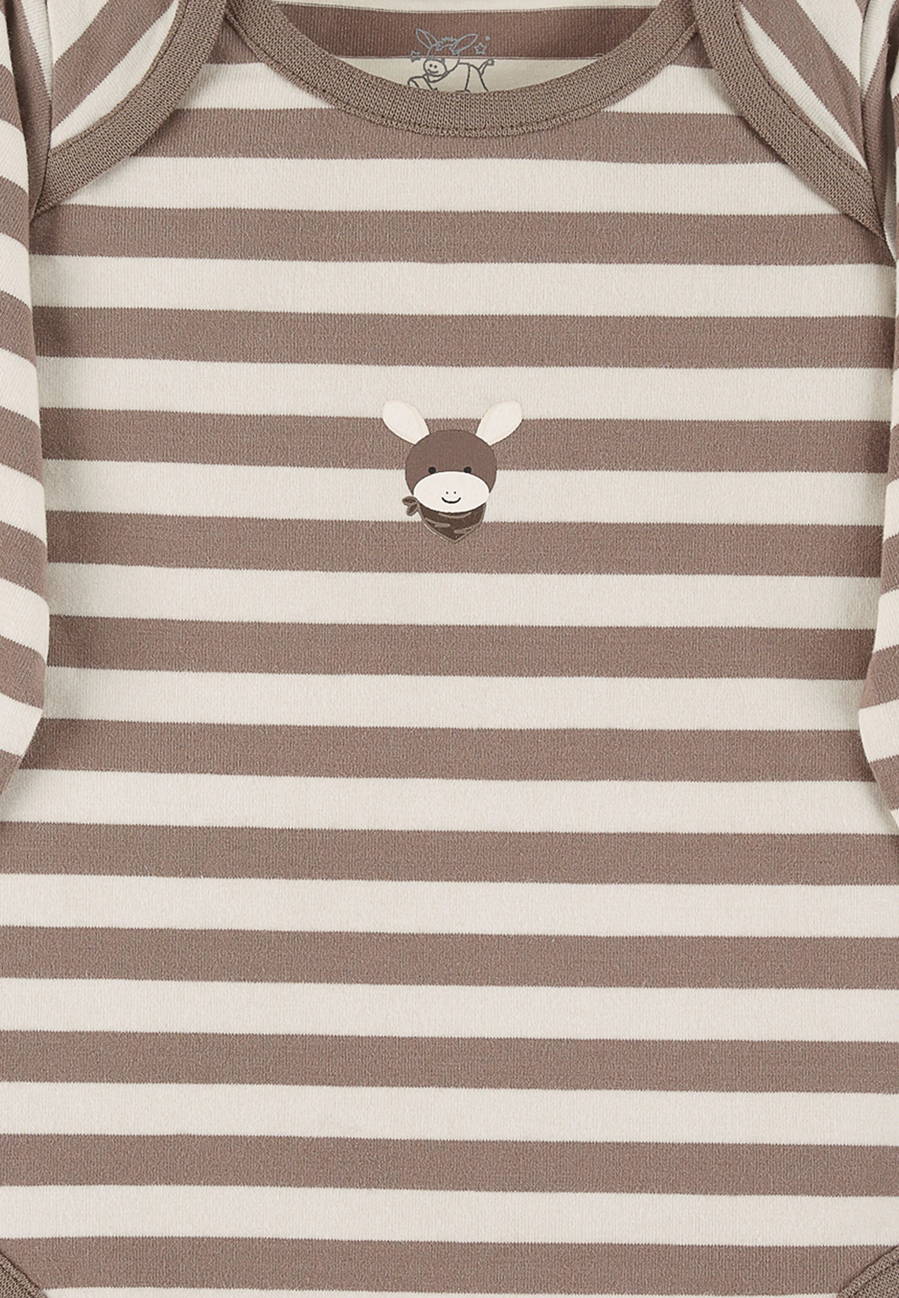 GOTS Langarm-Body Esel Emmi, gestreifter Jersey