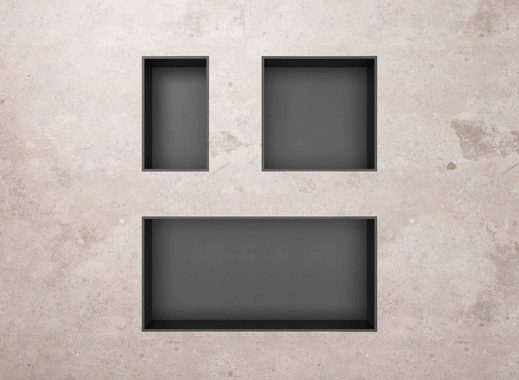 Aloni Regalaufsatz HEC30GG, (1-St), Aloni Wandnische Edelstahl grau gebürstet rostfrei 305x305x100mm