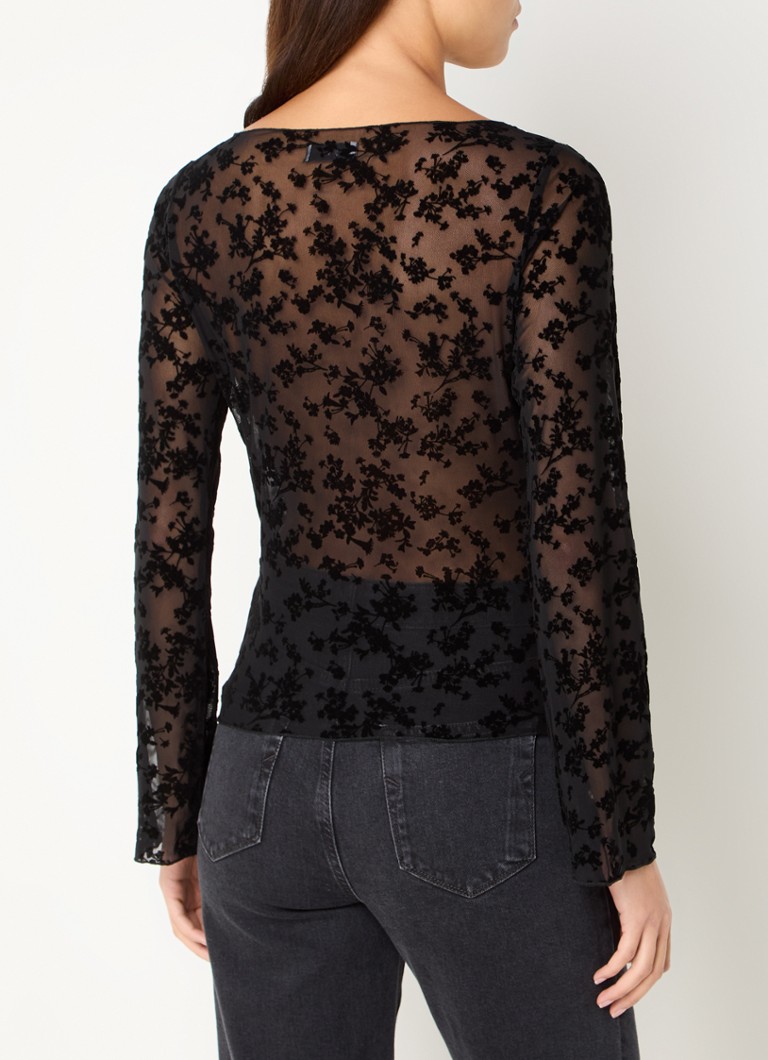 Envii Ennicola semi-transparent mesh top with floral print