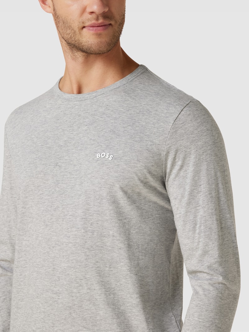 Longsleeve mit Label-Detail Modell 'CURVED' in hellgrau