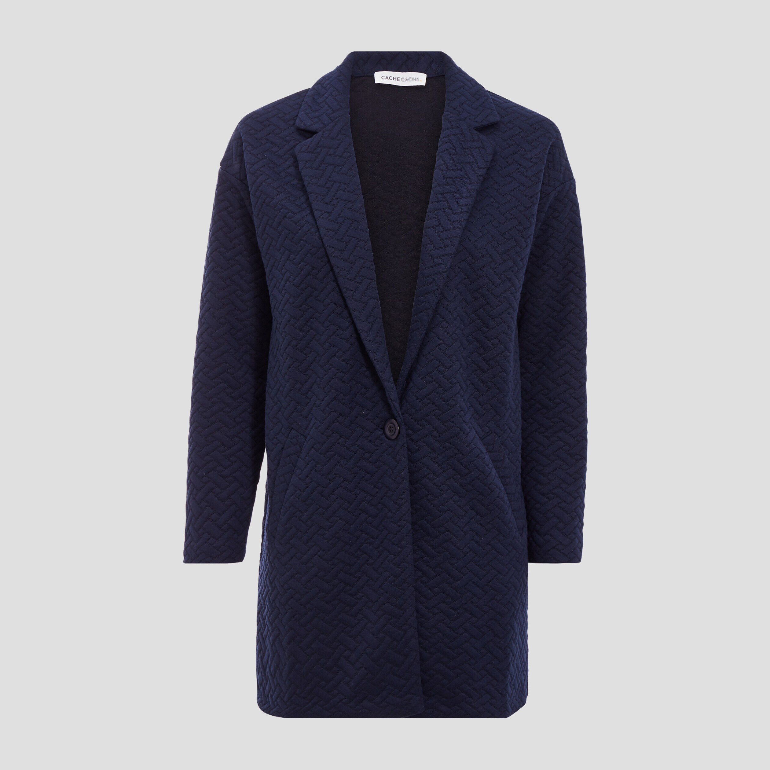 Manteau droit manches longues bleu marine femme | Cache Cache