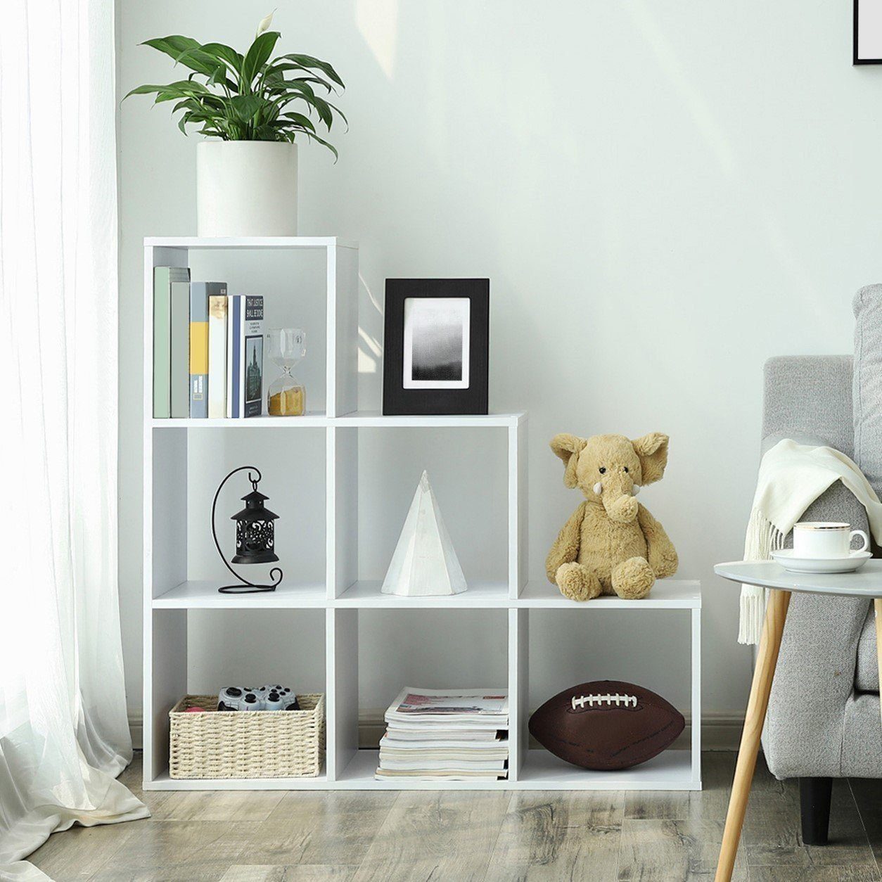 VASAGLE Bücherregal Raumteiler, Würfelregal, freistehend