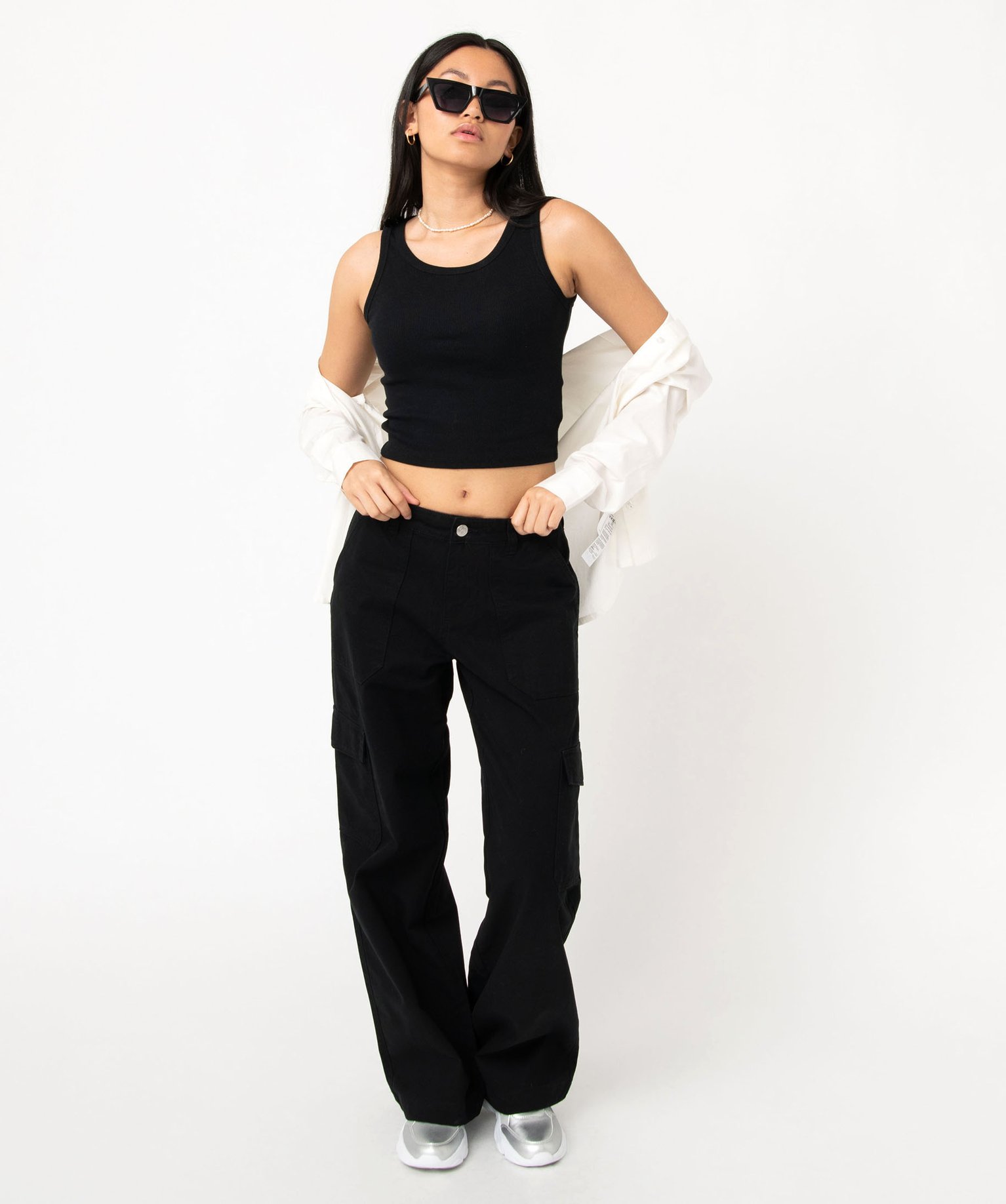 Pantalon large coupe baggy femme noir | GEMO