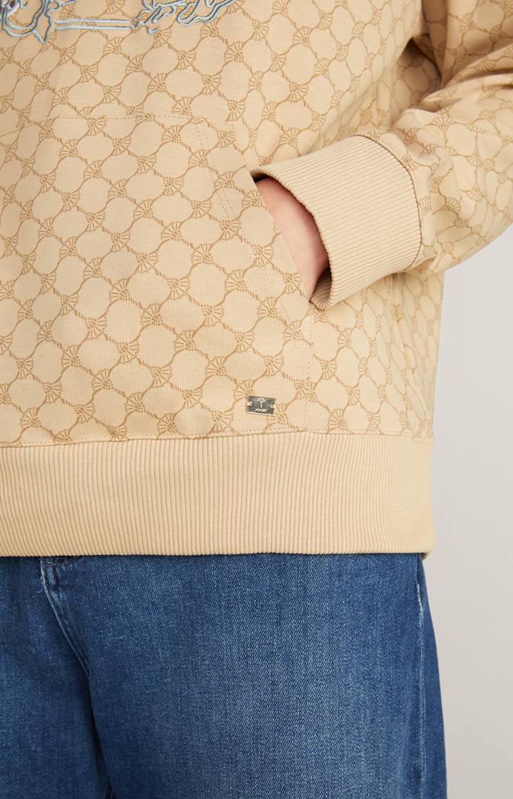 Hoodie in Beige gemustert