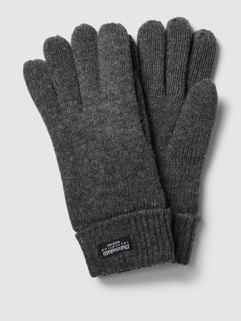 Handschuhe mit Label-Patch in anthrazit