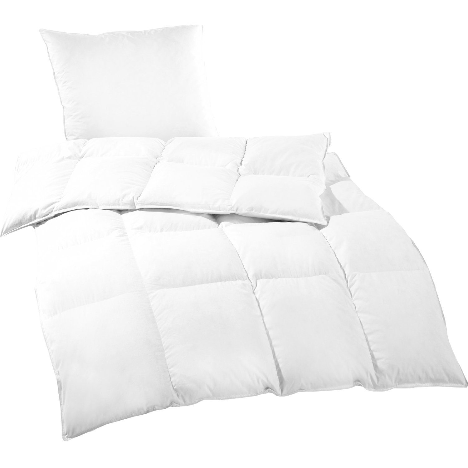Feder-/Daunenbettdecke + Kopfkissen, Bettenset Comfort 4-Teilig 2x Bettdecke 135x200 & 2x Kopfkissen 80x80, DILUMA, Bettdecken Set mit Kopfkissen, MADE IN GERMANY