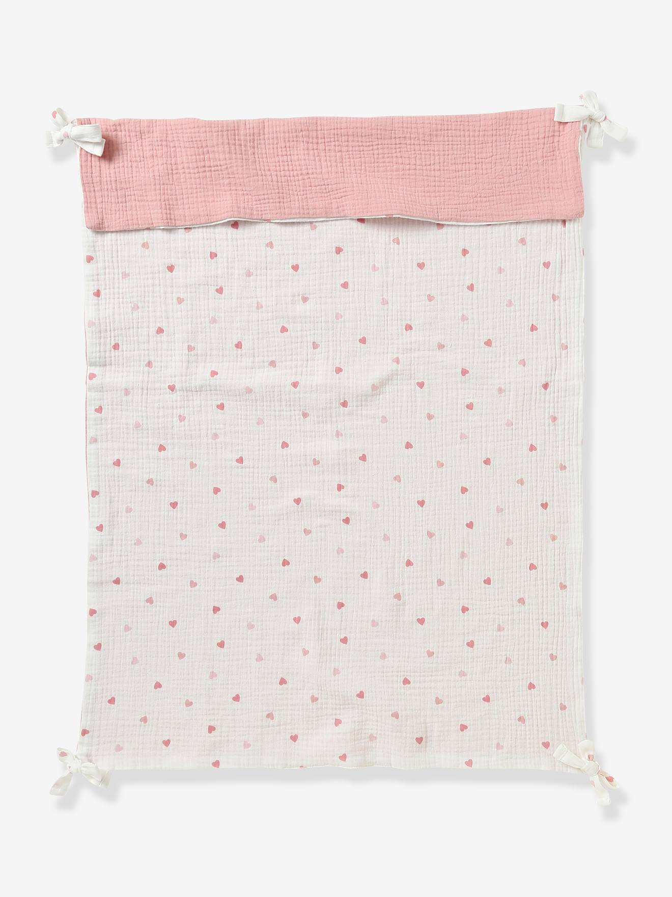 Vertbaudet Baby Decke, wendbar Oeko-Tex, personalisierbar - wollweiß herzen