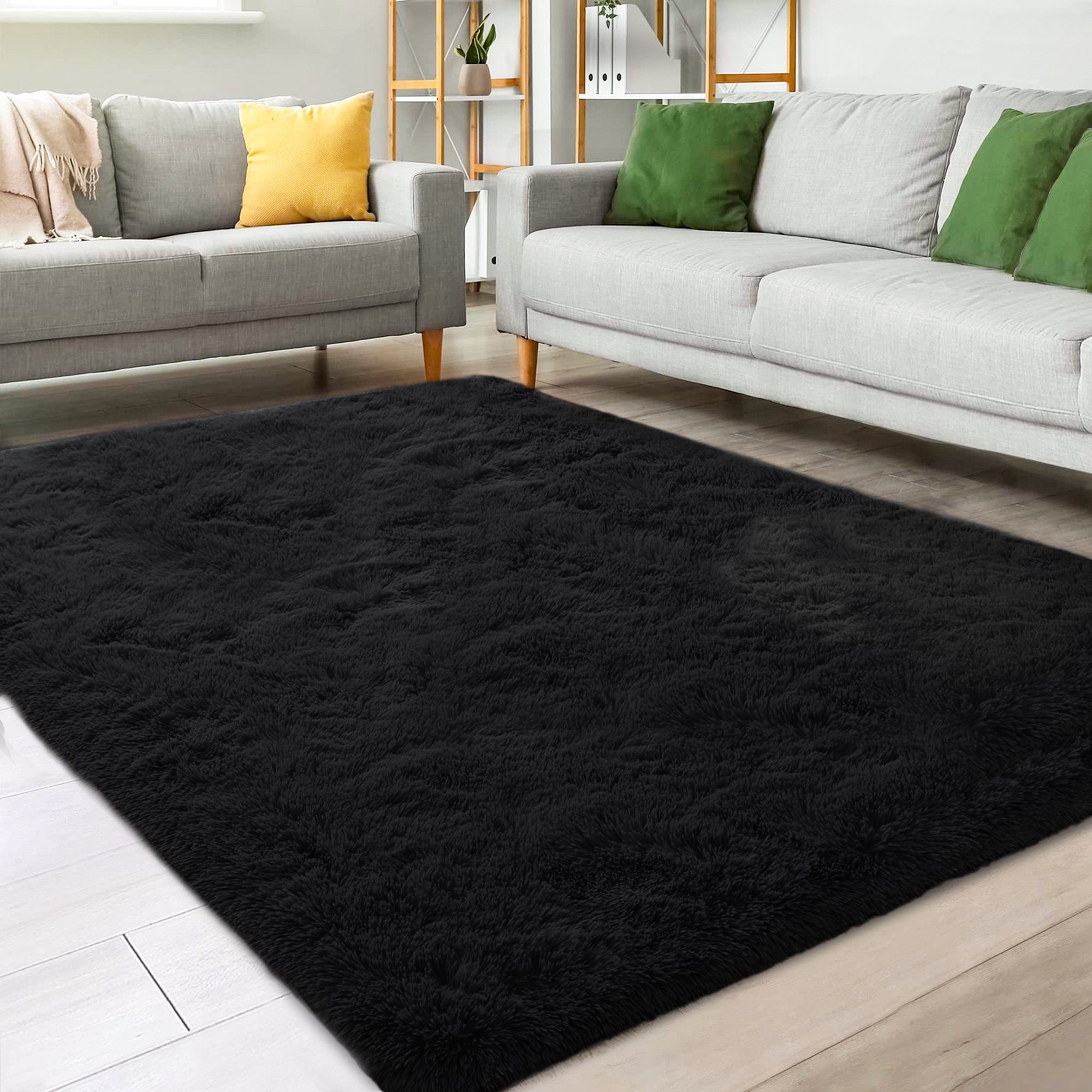 Fellteppich weiche flauschige Teppich, Shaggy, einfarbig, Wohnzimmer, Schlafzimmer, NEFOSO, rechteckig, Höhe: 43 mm, modern home Dekoration Teppich, besonders weich, Kinderzimmer, 304x243cm