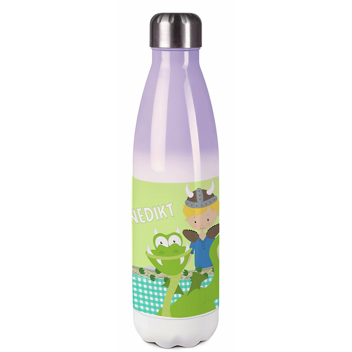 Edelstahl Kinder Thermoflasche / Trinkflasche bunt Wikinger Spülmaschinenfest, Auslaufsicher, Bruchfest, Doppelwandig, Für Heißgetränke geeignet, Mit Deckel, Isoliert