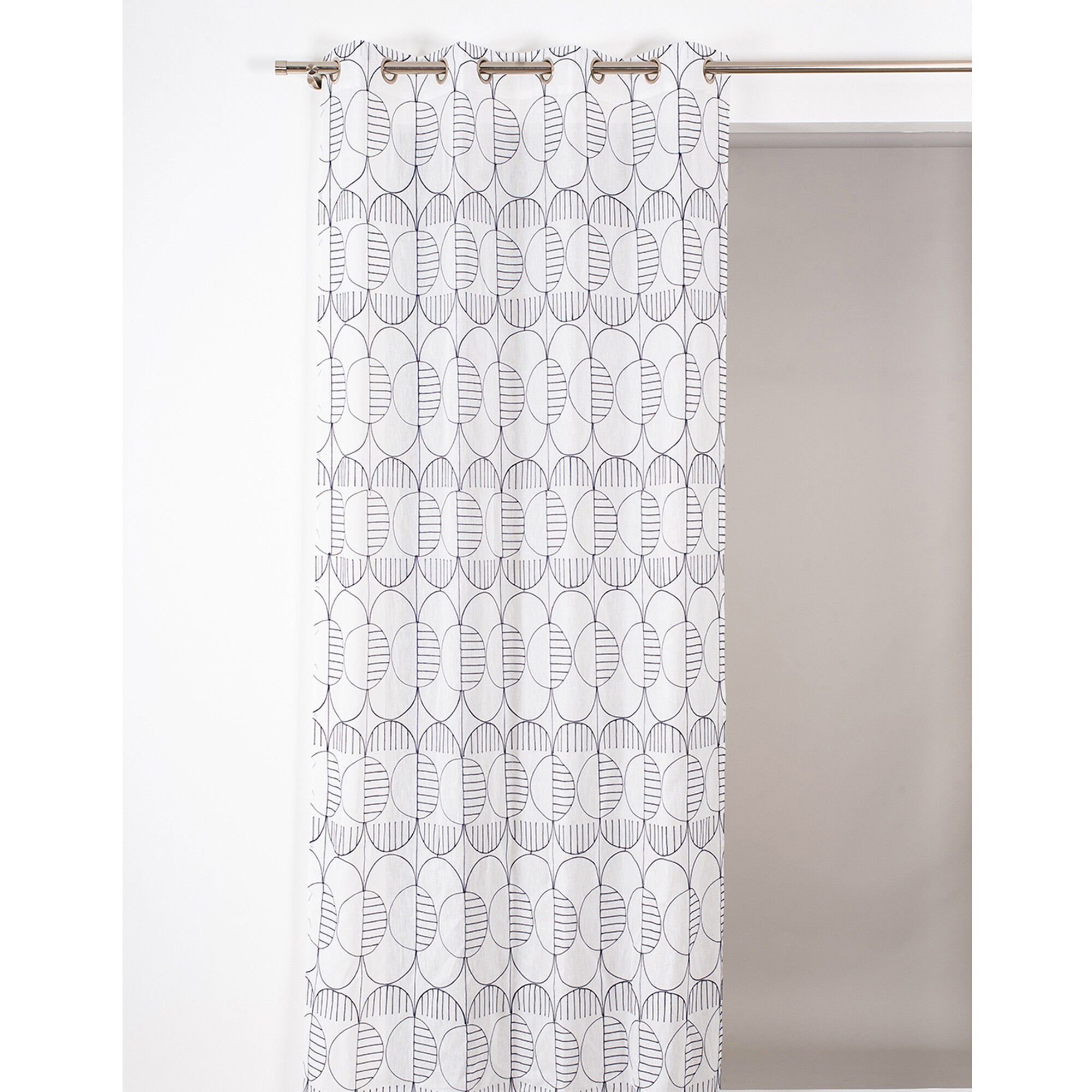 Panneau voile brodé Géométrique finition oeillets