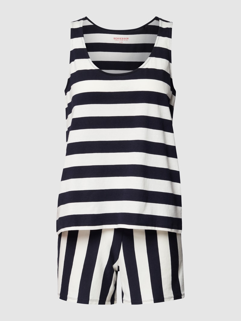 Pyjama mit Streifenmuster in marineblau