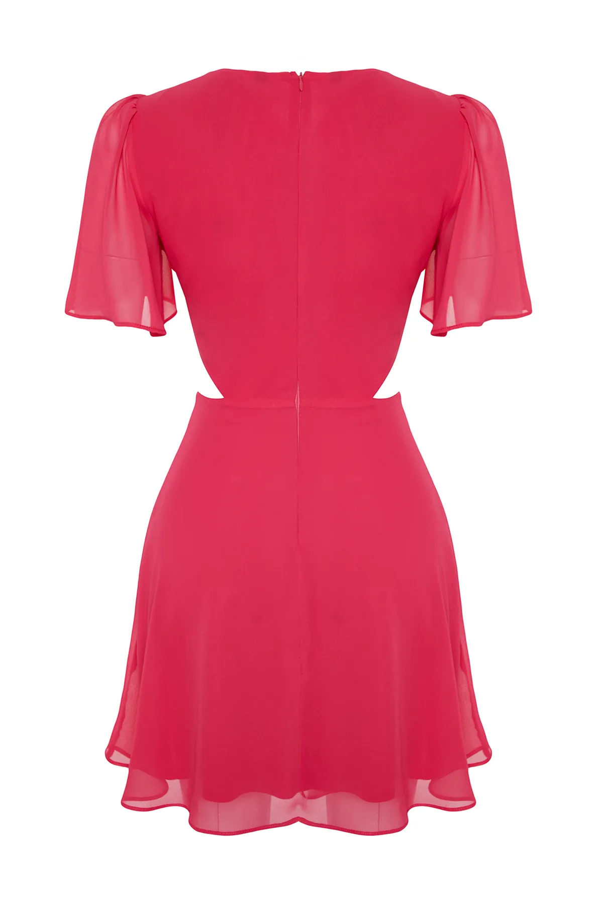 Trendyol Collection  Fuchsia A-Linien-Minikleid aus gewebtem Chiffon mit Cut-out-Details und Futter TWOSS24EL00696