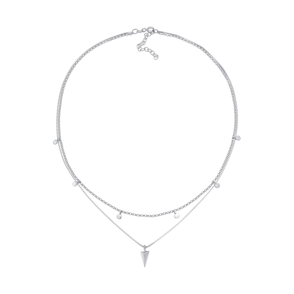 Elli Elli Collier Femme Choker Layer Disc Triangle Geo en argent sterling 925 plaqué o collier
